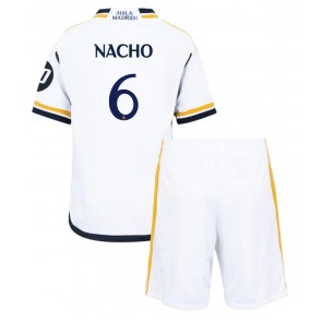 Real Madrid Nacho Fernandez #6 Hjemmebanesæt Børn 2023-24 Kort ærmer (+ korte bukser)